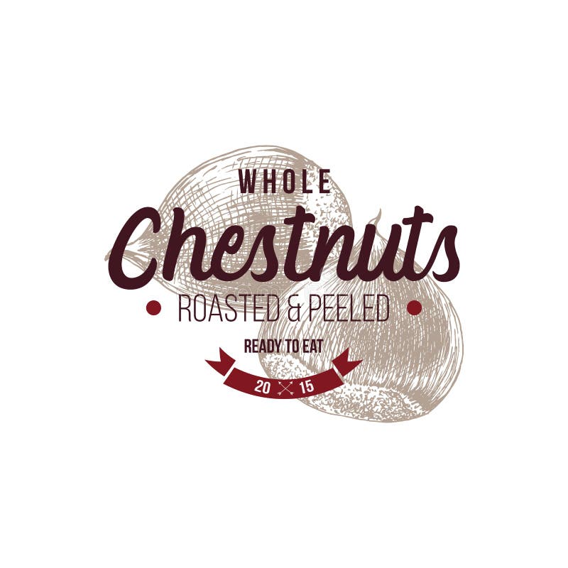Emblem with type design and hand drawn chestnuts