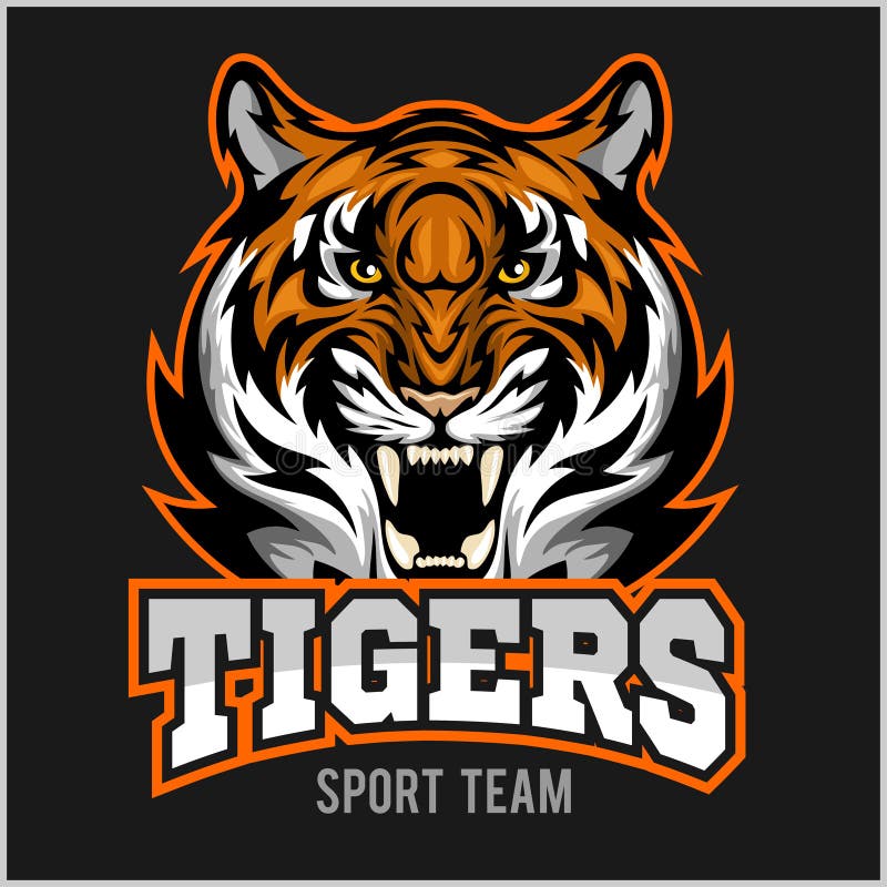 Emblema arrabbiato di sport del fronte della tigre di vettore