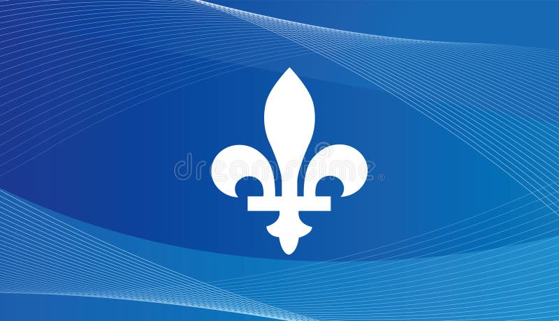 Emblema de la provincia de Quebec sobre el fondo azul suave abstracto stock de ilustración