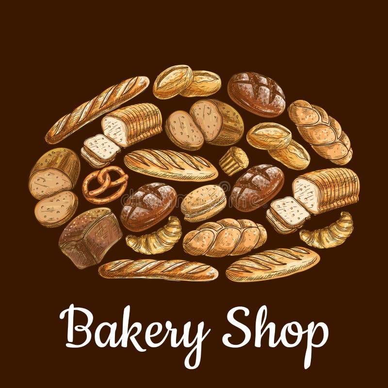 Emblema de la tienda de la panadería en la forma del pan del pan stock de ilustración Emblema de la tienda de la panadería en la forma del pan del pan stock de ilustración