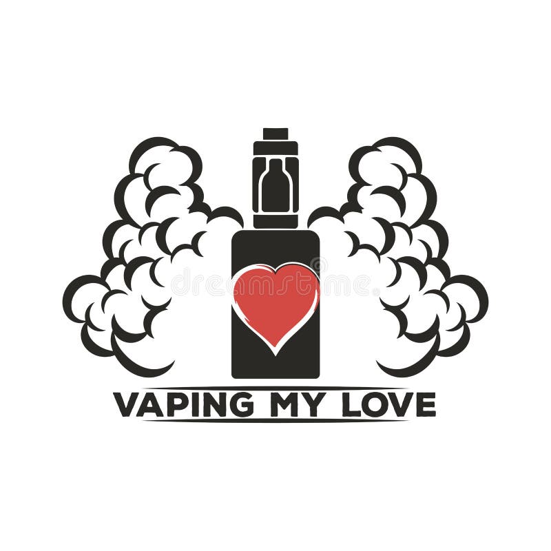 Emblema de um cigarro eletrônico com vapor ilustração do vetor Emblema de um cigarro eletrônico com vapor ilustração do vetor