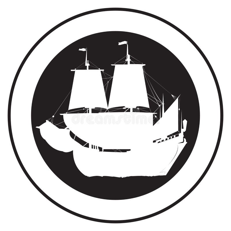 Emblema de um navio velho ilustração stock Emblema de um navio velho ilustração stock