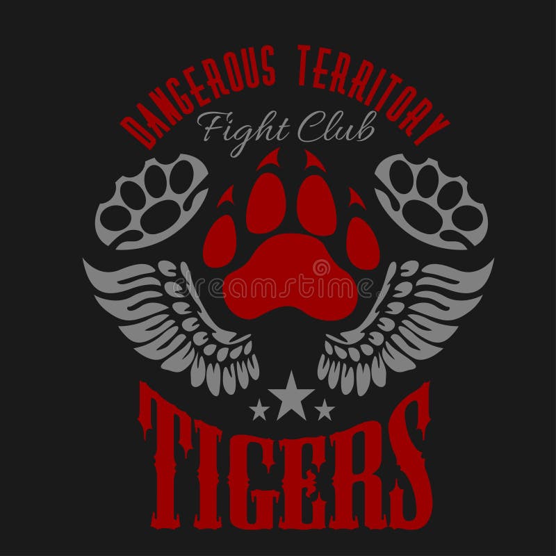 Emblema del club que lucha - huella y alas del tigre libre illustration Emblema del club que lucha - huella y alas del tigre libre illustration
