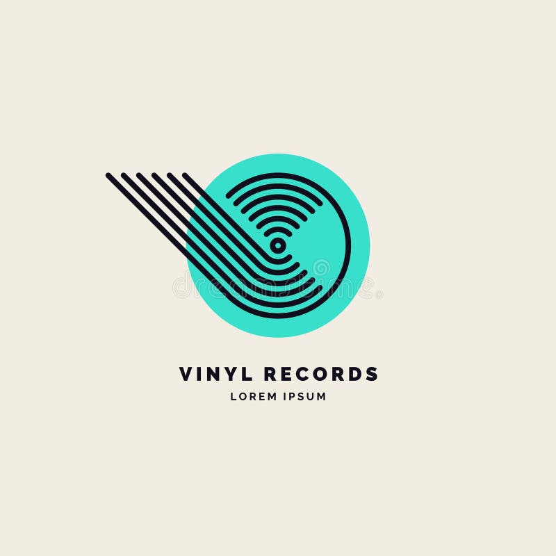 Emblema del vinile record. segnale lineare. musica con illustrazione vettoriale. royalty illustrazione gratis