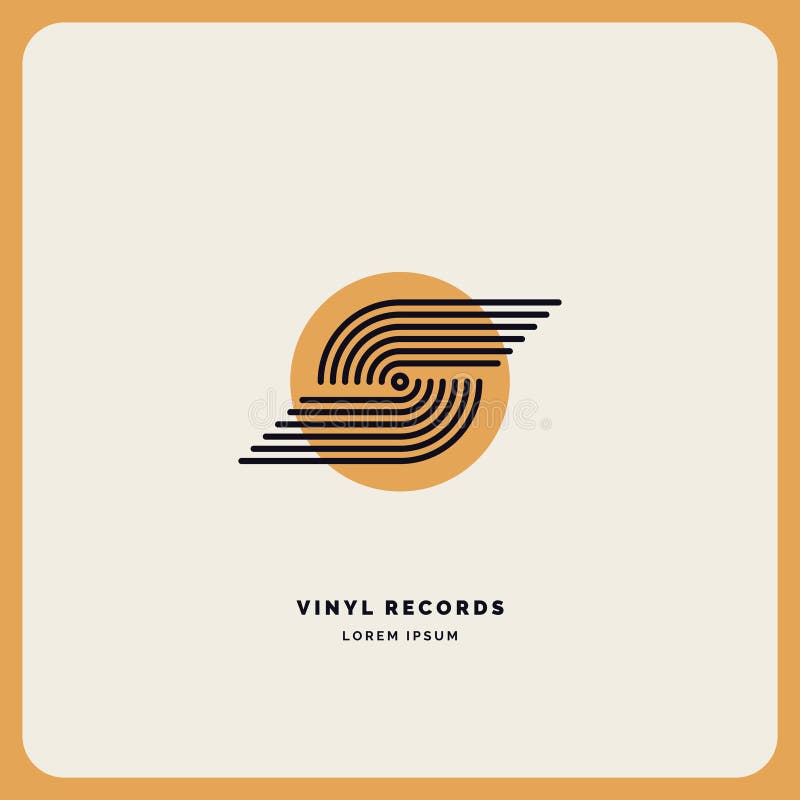 Emblema del vinile record. segnale lineare. musica con illustrazione vettoriale. royalty illustrazione gratis