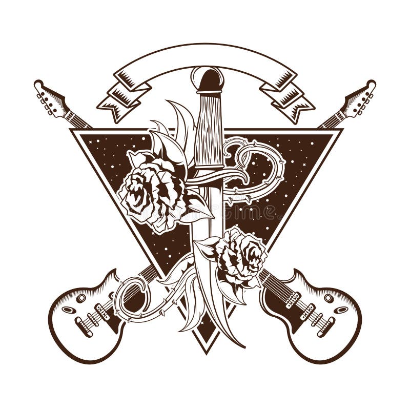 Emblema Del Vintage Del Rock-and-roll Con Los Dibujos Ilustración del Vector - Ilustración de cuchillo, arte: 147656628 Emblema Del Vintage Del Rock-and-roll Con Los Dibujos Ilustración del Vector - Ilustración de cuchillo, arte: 147656628