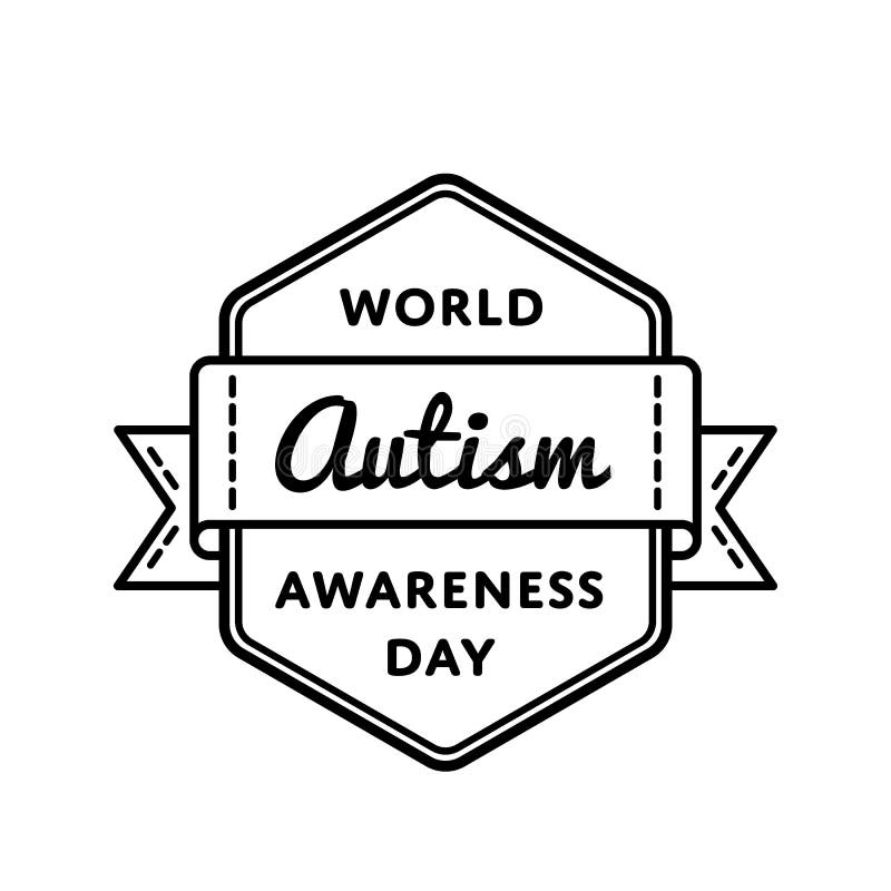 Emblema do cumprimento do dia da conscientização do autismo do mundo ilustração royalty free Emblema do cumprimento do dia da conscientização do autismo do mundo ilustração royalty free