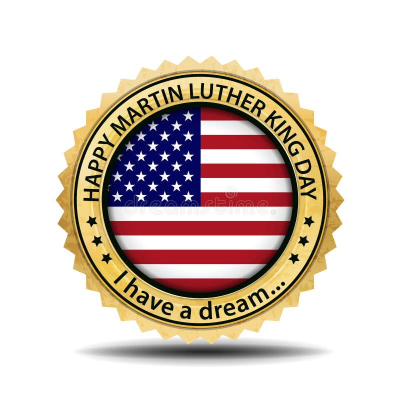 Emblema do dia de Martin Luther King Etiqueta do vetor para o dia de MLK EUA fl ilustração royalty free Emblema do dia de Martin Luther King Etiqueta do vetor para o dia de MLK EUA fl ilustração royalty free