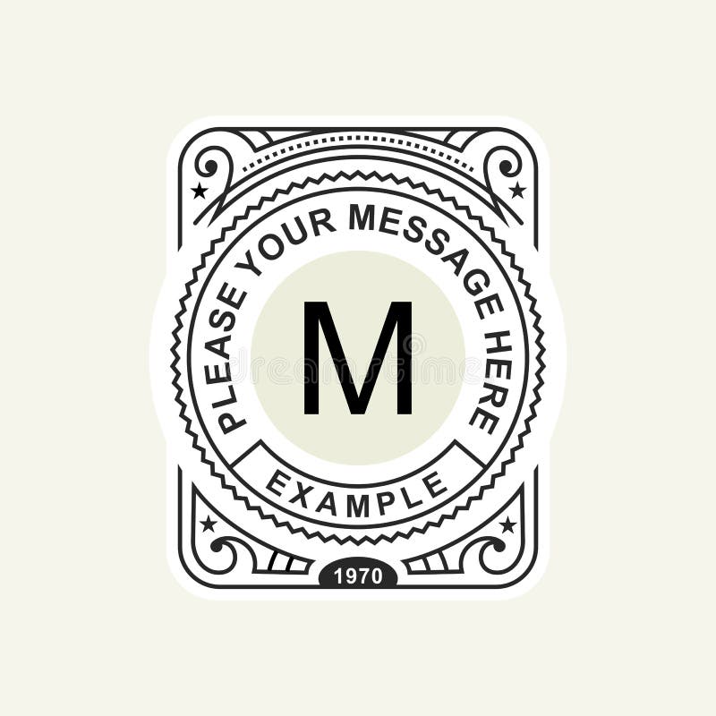 Emblema moderno, insignia, plantilla del monograma Línea elegante de lujo ejemplo del ornamento del marco del vector del diseño d stock de ilustración Emblema moderno, insignia, plantilla del monograma Línea elegante de lujo ejemplo del ornamento del marco del vector del diseño d stock de ilustración