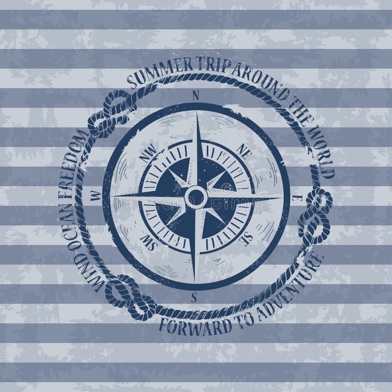 Emblema nautico con la bussola illustrazione vettoriale Emblema nautico con la bussola illustrazione vettoriale