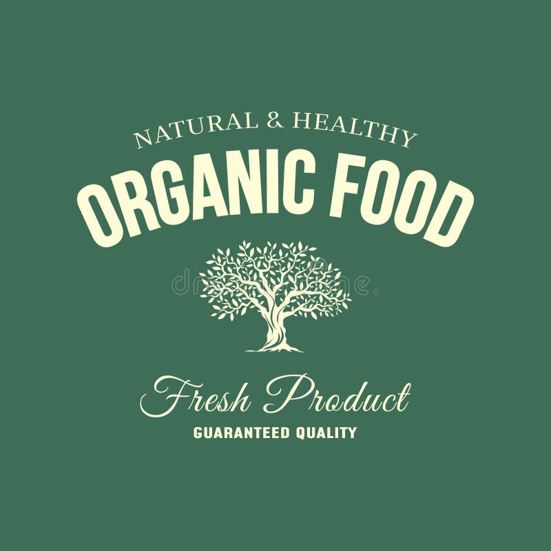 Emblema retro natural y sano orgánico de la comida fresca de la granja ilustración del vector Emblema retro natural y sano orgánico de la comida fresca de la granja ilustración del vector