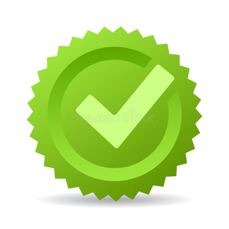 Emblema verde do vetor da marca de verificação ilustração royalty free Emblema verde do vetor da marca de verificação ilustração royalty free