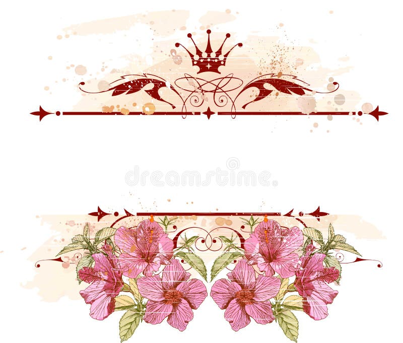 Emblema y flores de la vendimia libre illustration Emblema y flores de la vendimia libre illustration