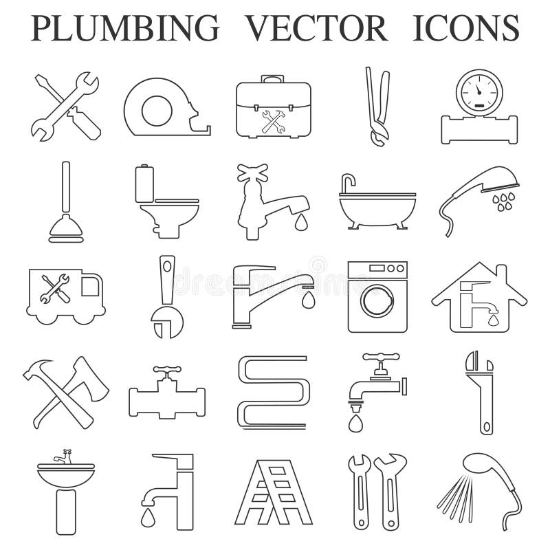 Emblemas de la fontanería, etiquetas y elementos del diseño ilustración del vector Emblemas de la fontanería, etiquetas y elementos del diseño ilustración del vector