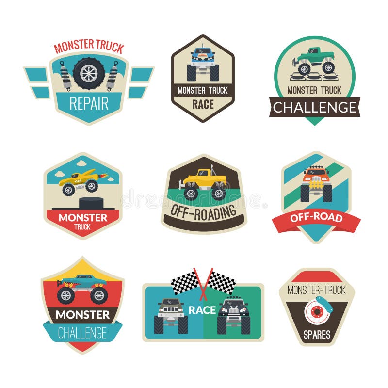 Emblemas del monster truck libre illustration Emblemas del monster truck libre illustration