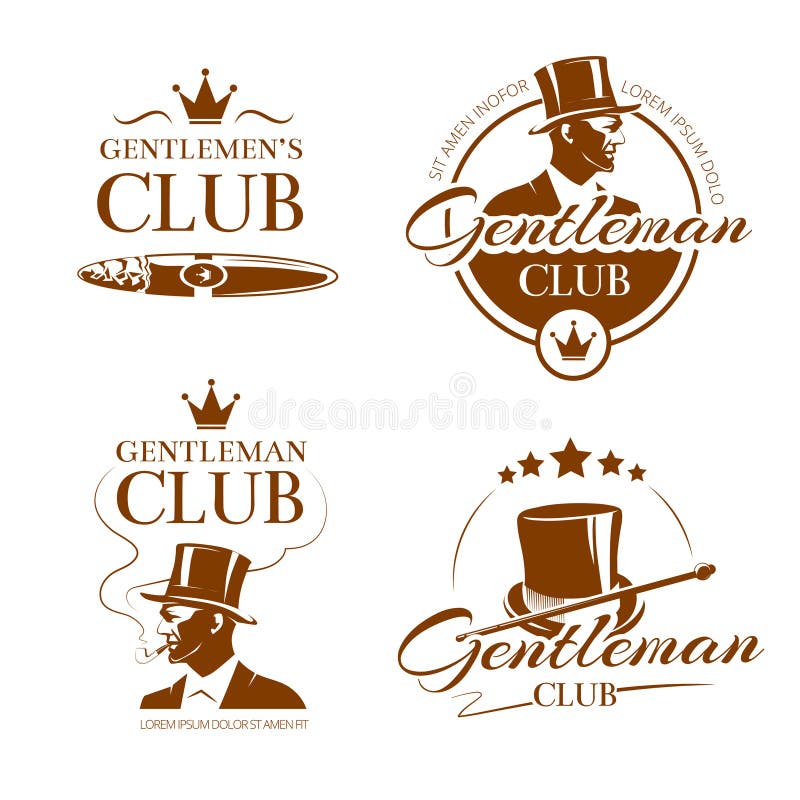 Emblemas del vector del club del caballero del vintage, etiquetas, insignias
