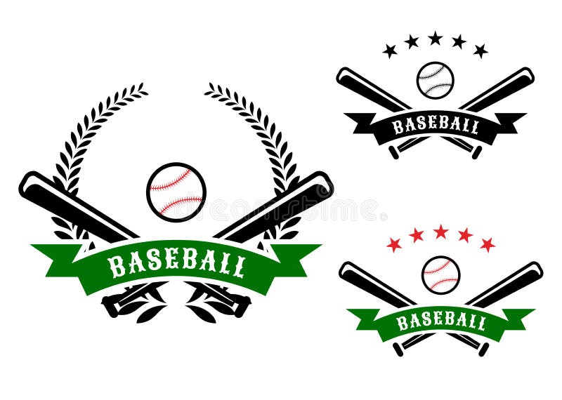 Emblemas de basebol com tacos cruzados ilustração royalty free