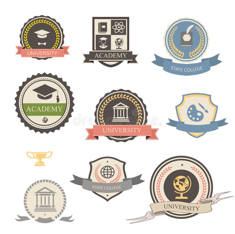 Emblemas heráldicos de la universidad, de la universidad y de la academia libre illustration Emblemas heráldicos de la universidad, de la universidad y de la academia libre illustration