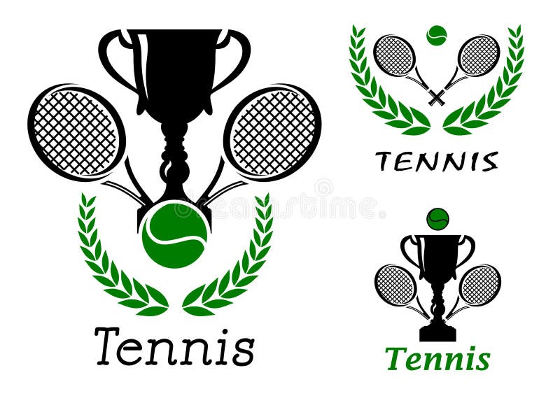 Conjunto de emblemas desportivos de ténis ilustração stock