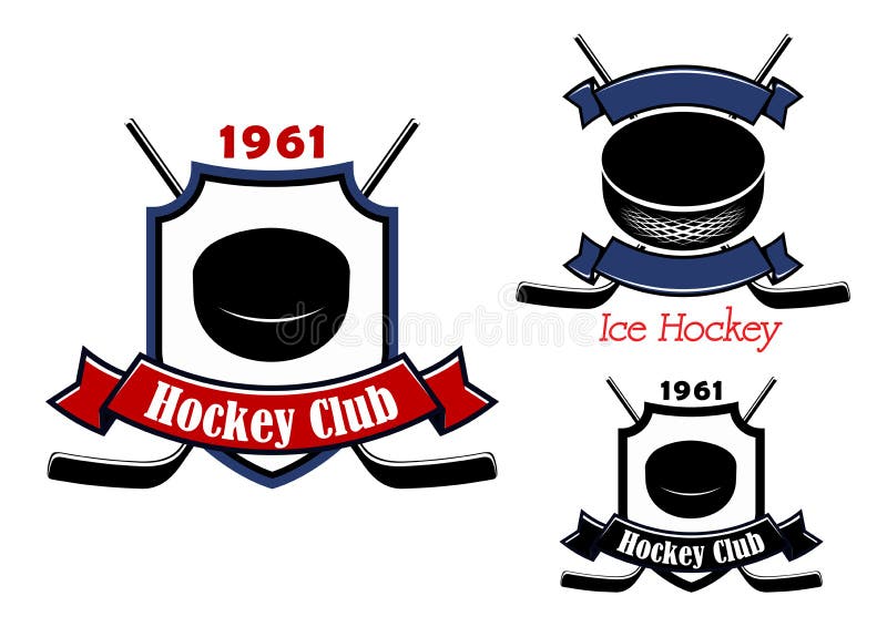 Emblemas ou distintivos de clubes de hóquei no gelo ilustração stock
