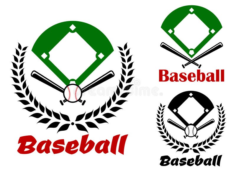 Emblemas ou distintivos heráldicos de baseball ilustração royalty free