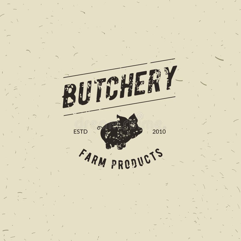 Emblemat Butchery mięsny sklep z Świniowatą sylwetką, tekst Butchery, Świeży mięso, produkty rolniczy Loga szablon dla mięsa ilustracji Emblemat Butchery mięsny sklep z Świniowatą sylwetką, tekst Butchery, Świeży mięso, produkty rolniczy Loga szablon dla mięsa ilustracji