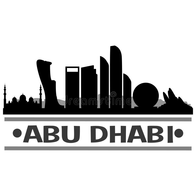 Abu Dhabi Arab Emirates Asia City Icon Vector Art Design Skyline Night Flat Shadow