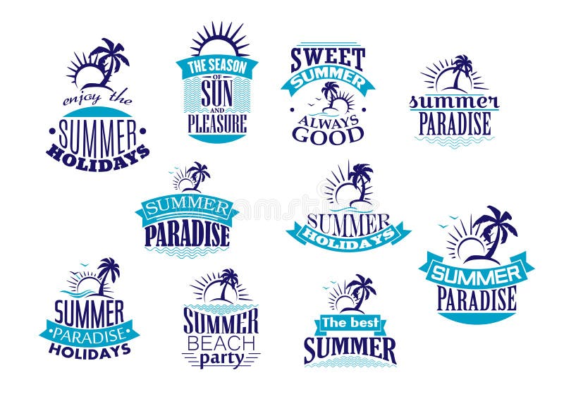 Emblemi e logo di vacanze estive retro royalty illustrazione gratis