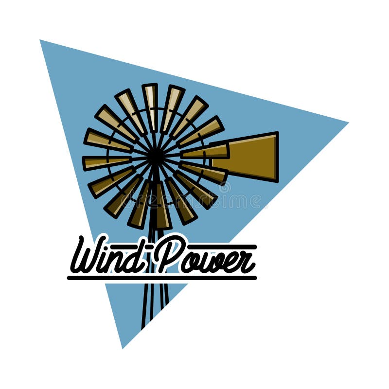 Color vintage wind power emblem label, badge and design elements. Vector illustration, EPS 10. Color vintage wind power emblem label, badge and design elements. Vector illustration, EPS 10