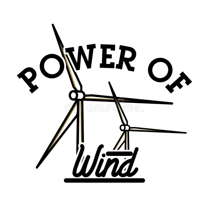 Color vintage wind power emblem label, badge and design elements. Vector illustration, EPS 10. Color vintage wind power emblem label, badge and design elements. Vector illustration, EPS 10