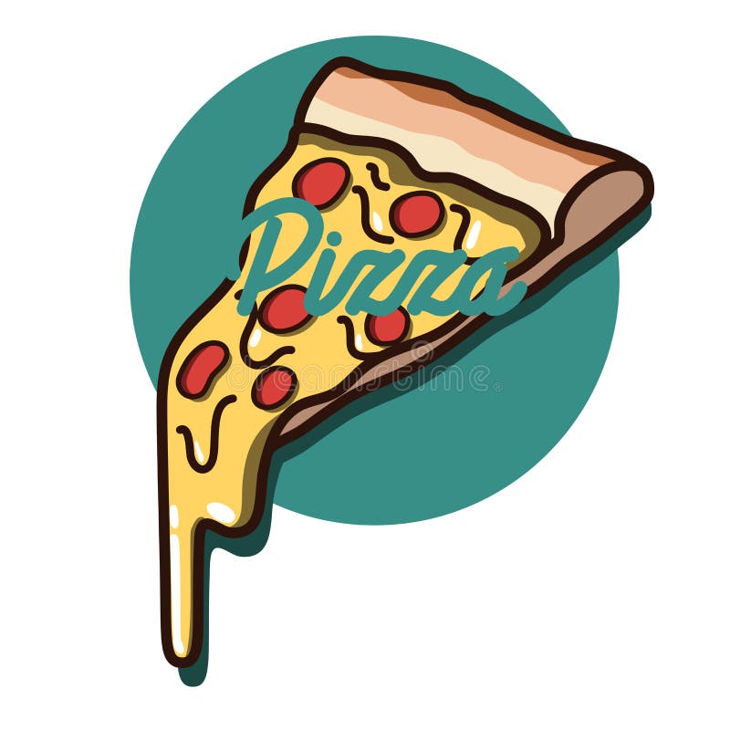 Emblème de pizza de vintage de couleur illustration libre de droits Emblème de pizza de vintage de couleur illustration libre de droits