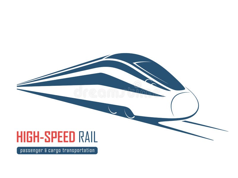 Emblème moderne de rail à grande vitesse, icône, label, silhouette illustration stock Emblème moderne de rail à grande vitesse, icône, label, silhouette illustration stock