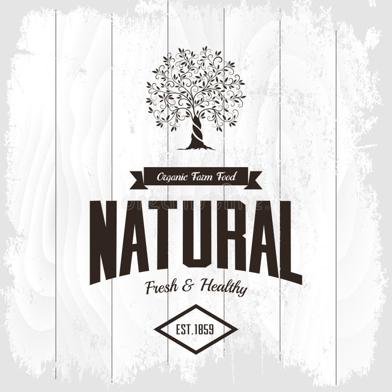 Emblème naturel et sain organique de nourriture fraîche de ferme rétro illustration stock Emblème naturel et sain organique de nourriture fraîche de ferme rétro illustration stock