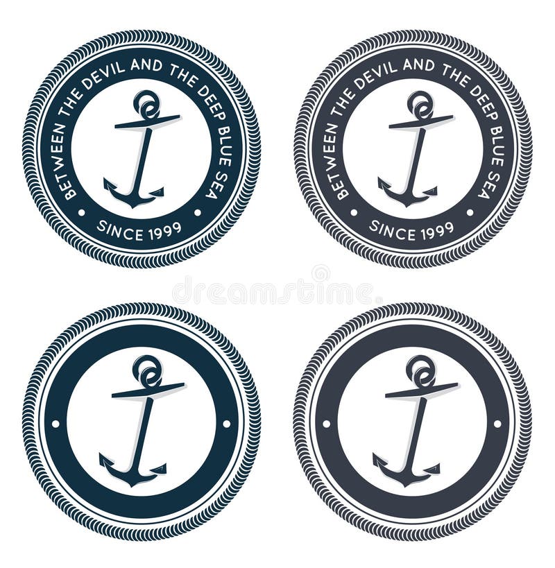 Nautical emblem with anchor. Editable vector set. Nautical emblem with anchor. Editable vector set