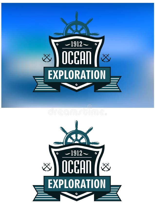 Emblèmes héraldiques nautiques bleus ou logo illustration de vecteur Emblèmes héraldiques nautiques bleus ou logo illustration de vecteur