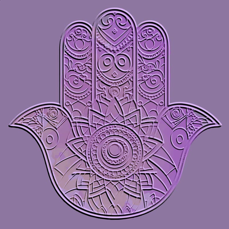 Embossed Ornamental Lines 3d Hamsa Hand, Hand of Fatima - Amulet ...