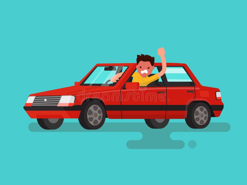 embouteillages L'homme fâché jure dedans la voiture Illustration de vecteur illustration stock embouteillages L'homme fâché jure dedans la voiture Illustration de vecteur illustration stock