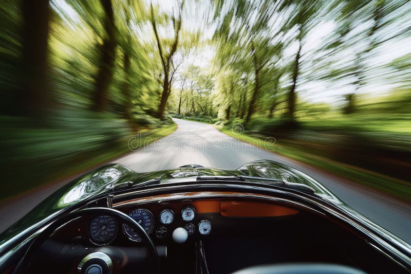 Embracing freedom captivating view from an open convertible on a scenic country road vector illustration