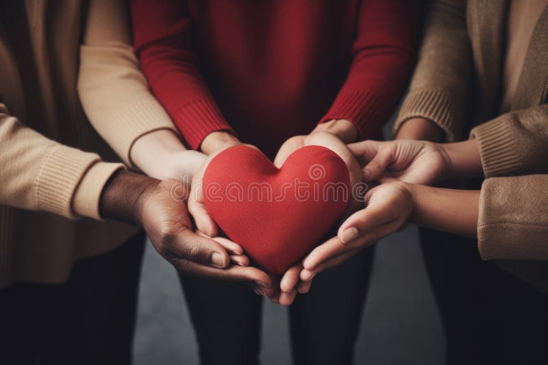 Embracing Hope Multiple Hands Clasp a Crimson Heart, Embodying the(04)