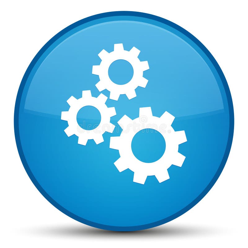 Embraye le bouton rond bleu cyan spécial d'icône illustration stock Embraye le bouton rond bleu cyan spécial d'icône illustration stock