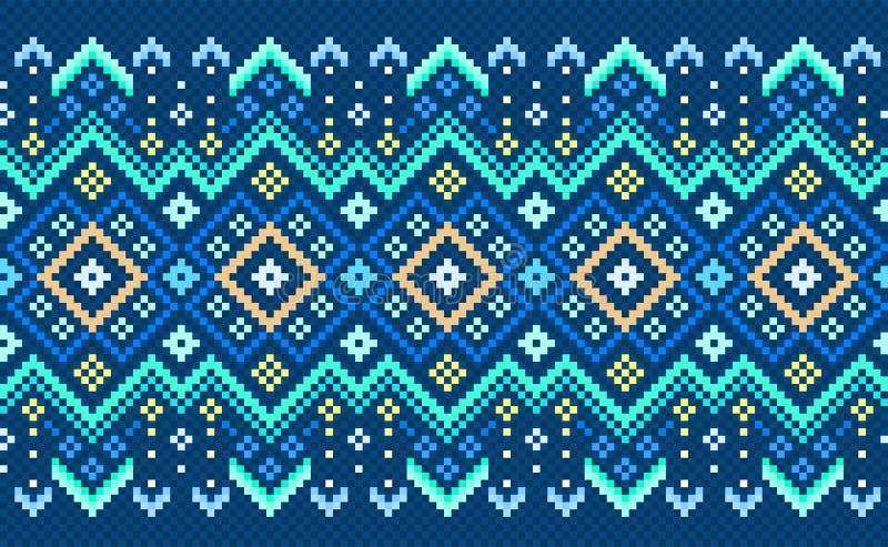 Embroidery Ethnic Pattern, Vector Cross Stitch Decorative Geometry