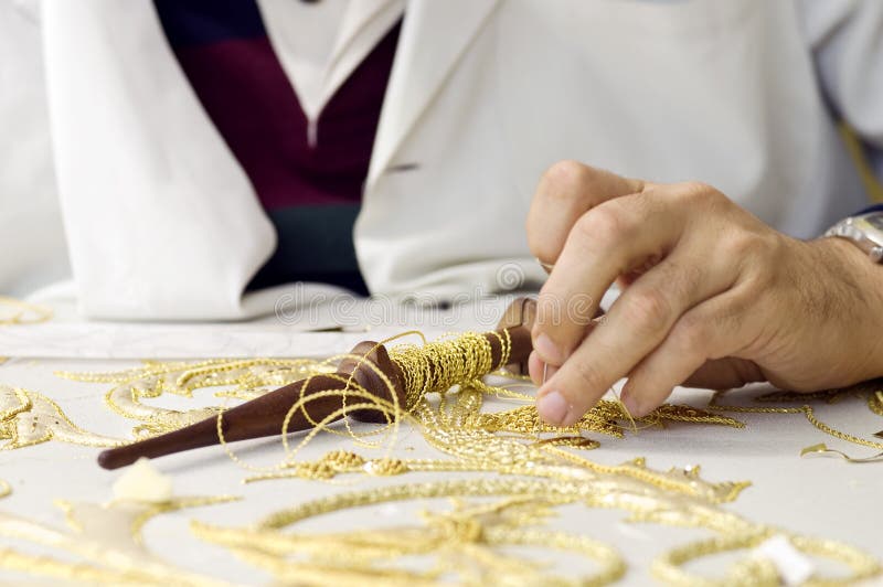 Embroidery in gold stock photo. Image of embroider, colorful - 7078886