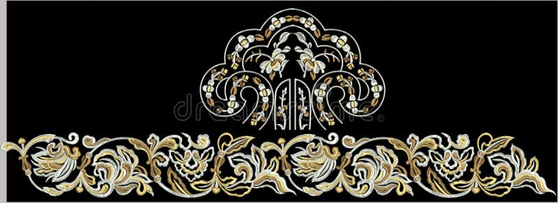 Embroidery Motitf Textile Print Design For Mughal Art. Illustrat ...
