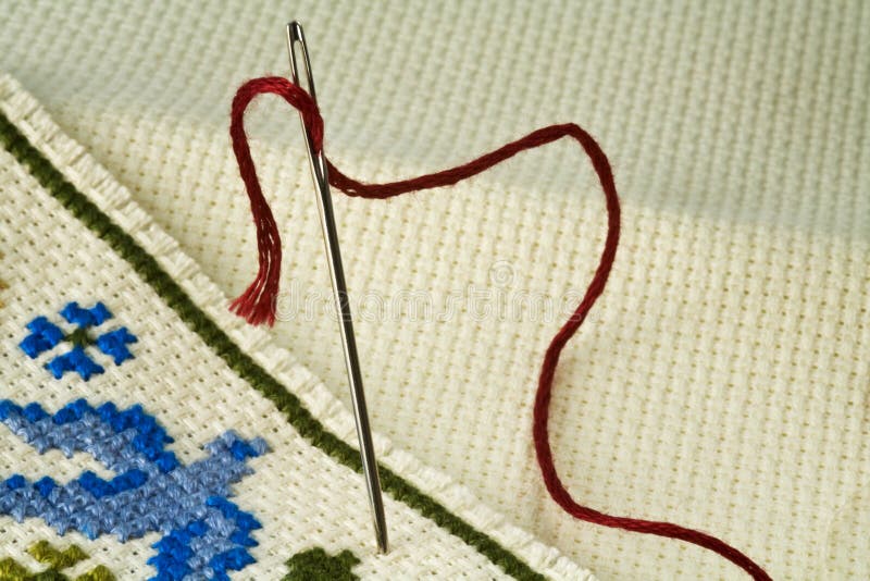 Embroidery with needle stock photo. Image of sewing, hobby 3411708