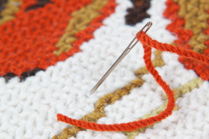 Embroidery, Needle and Thread. Stock Image Image of isolated, knit