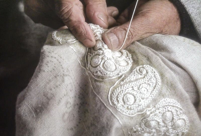 Embroidery in the Silver Thread Stock Image Image of embroidery