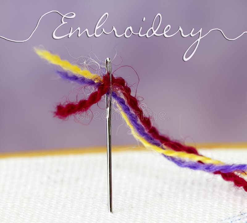 Embroidery Thread through Needle Stock Image - Image of thread, needle ...