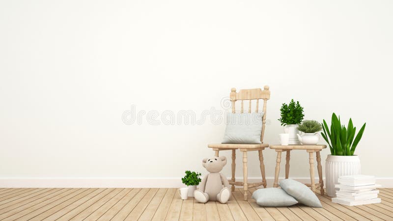 Embrome el sitio o sala de estar y jardín interior - representación 3D stock de ilustración Embrome el sitio o sala de estar y jardín interior - representación 3D stock de ilustración