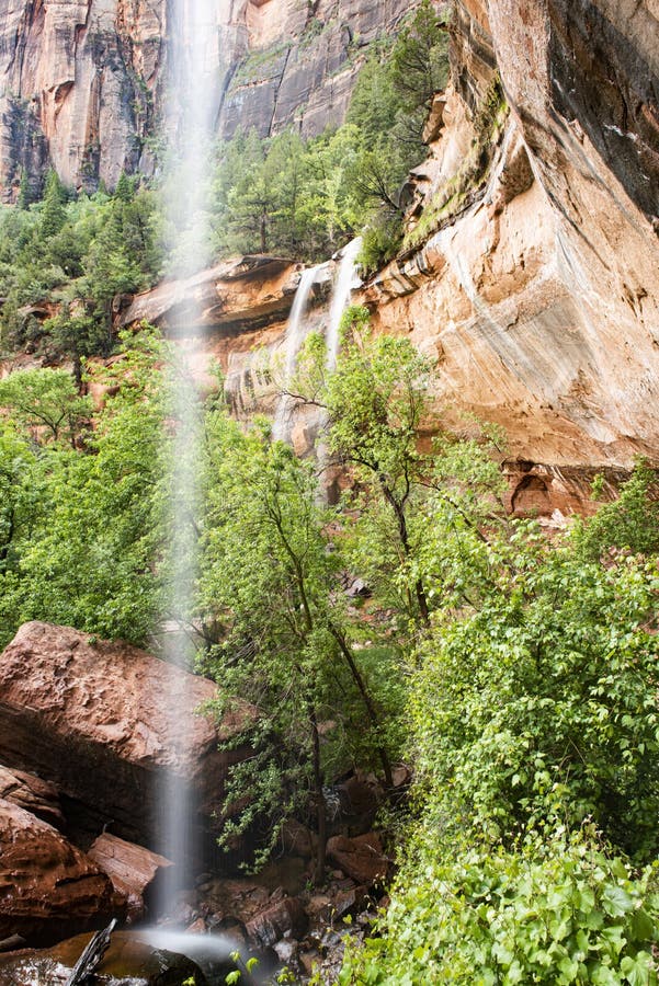 Emerald Falls in Zion National Park in the USA Stock Image Image of