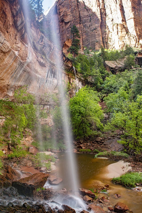 Emerald Falls in Zion National Park in the USA Stock Photo Image of